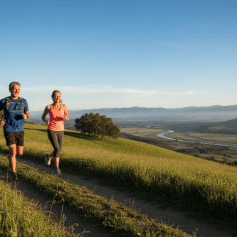 Active couple walking outdoors, showcasing a healthy lifestyle supported by FORTHiQ Pain Relief & Recovery Tools