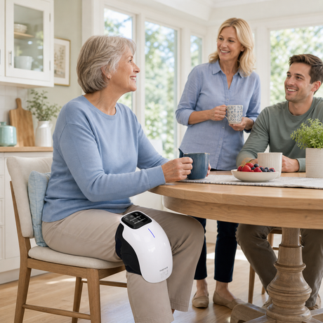 forthiq-knee-massager arthritis support in a bright breakfast nook