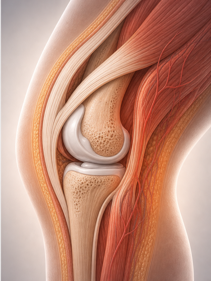 After heat therapy: knee area feels warmer and easier to bend