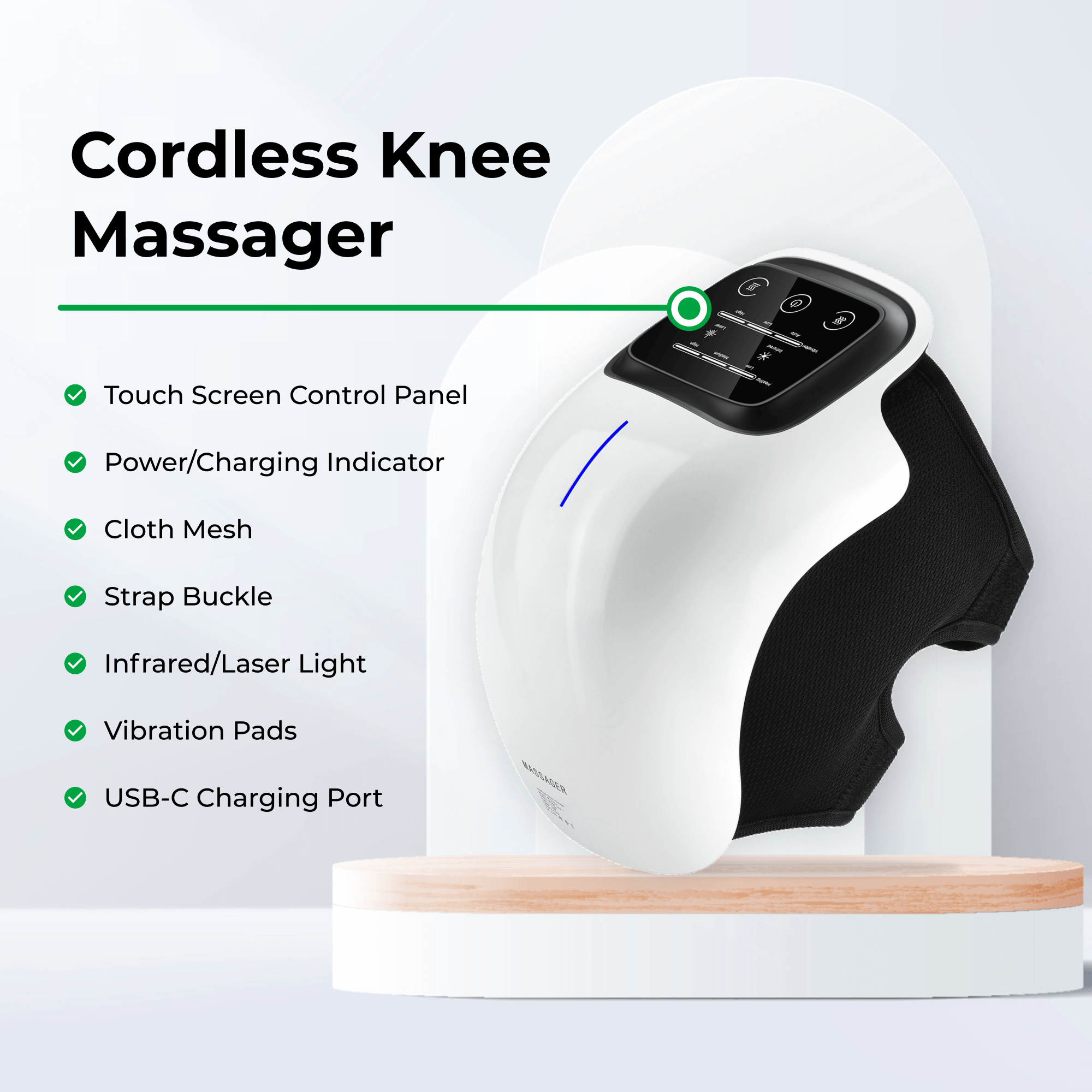 FORTHiQ Cordless Knee Massager, FDA Registered, Infrared Heat and Vibr