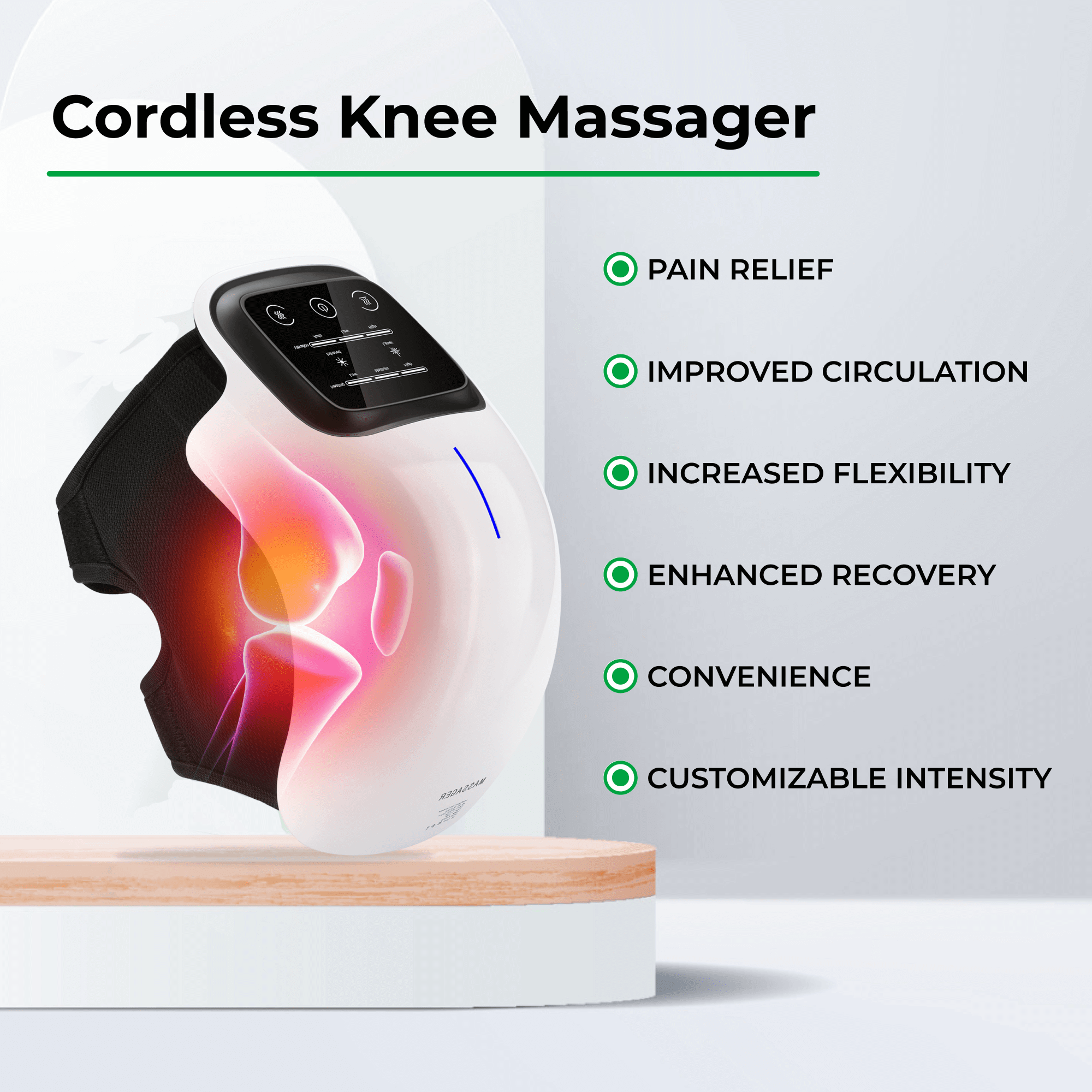 FORTHiQ Cordless Knee Massager, FDA Registered, Infrared Heat and Vibration Knee Pain Relief for Swelling Stiff Joints