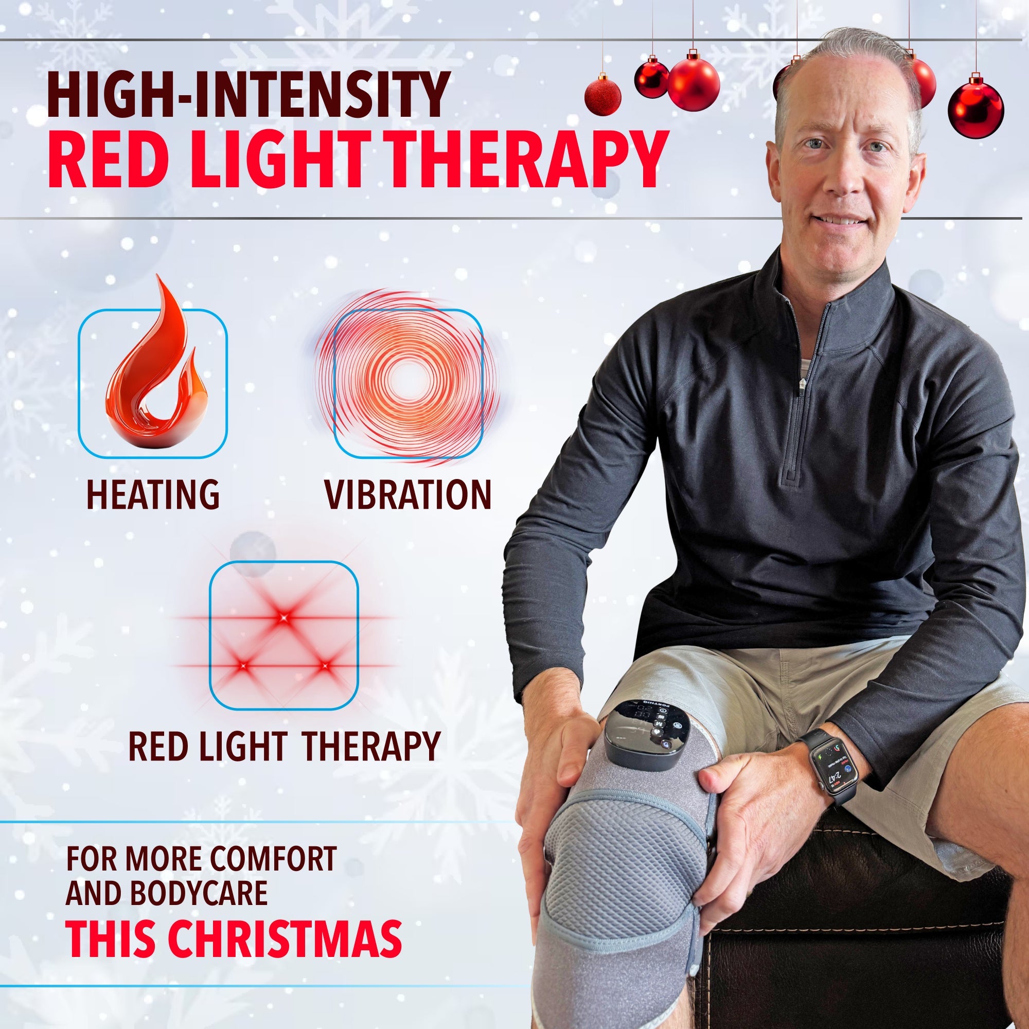 Knee Massager Red+ with Heat, Red Light, and Vibration Therapy - FORTHiQ