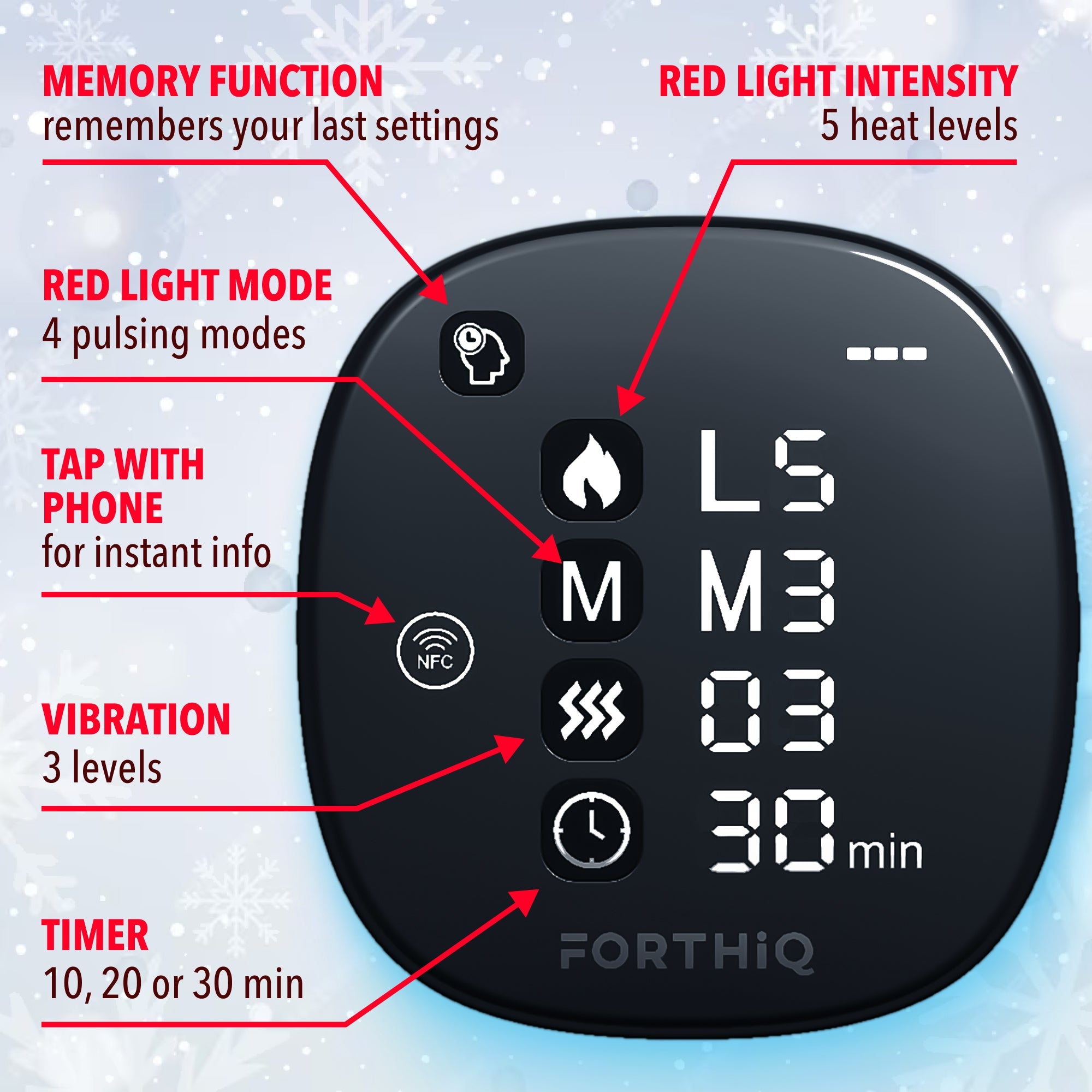 Knee Brace Massager Red+ with Heat, Red Light, and Vibration Therapy - FORTHiQ