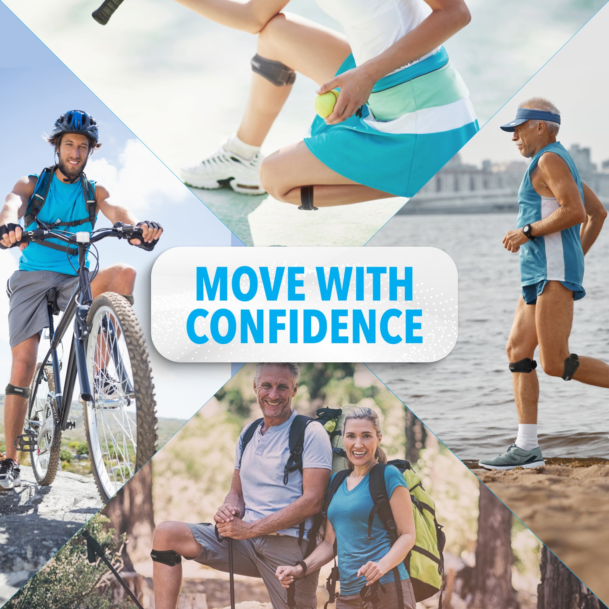 FORTHiQ patella knee support band shown in use outdoors