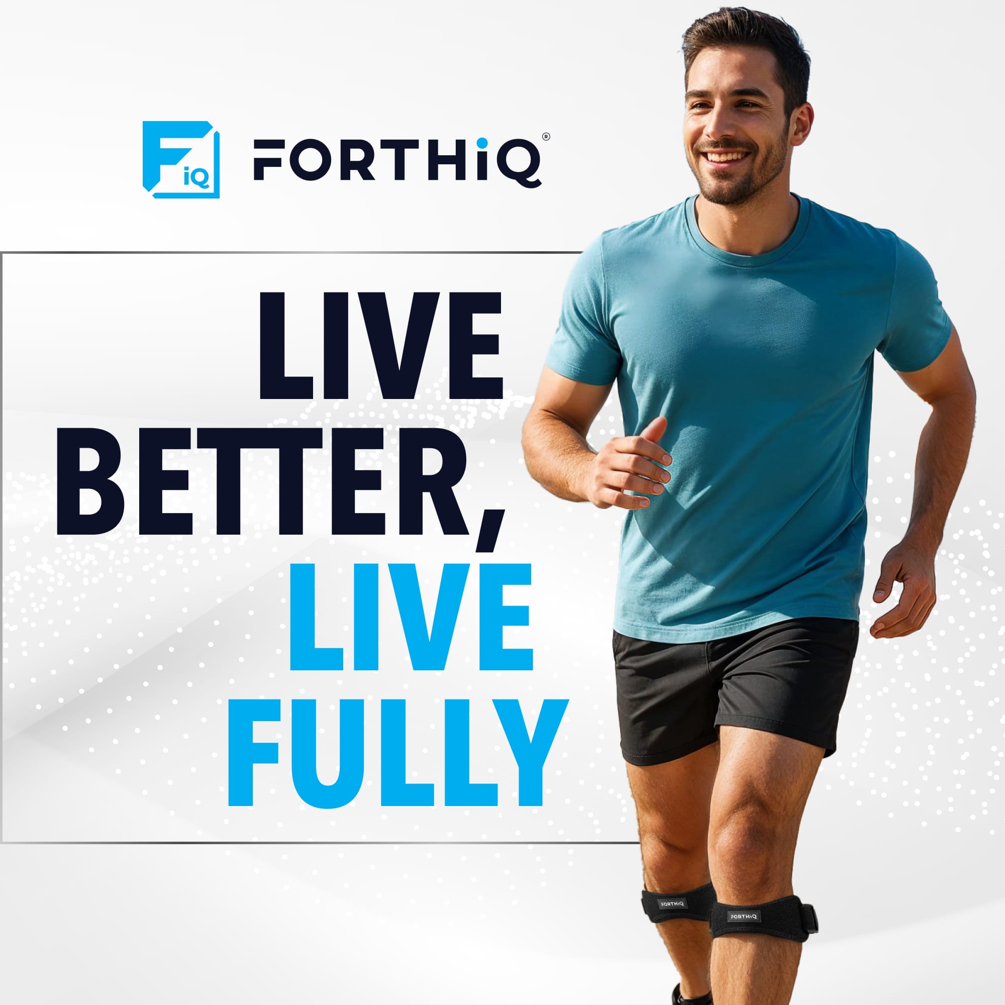 Athlete using FORTHiQ knee brace for patella relief