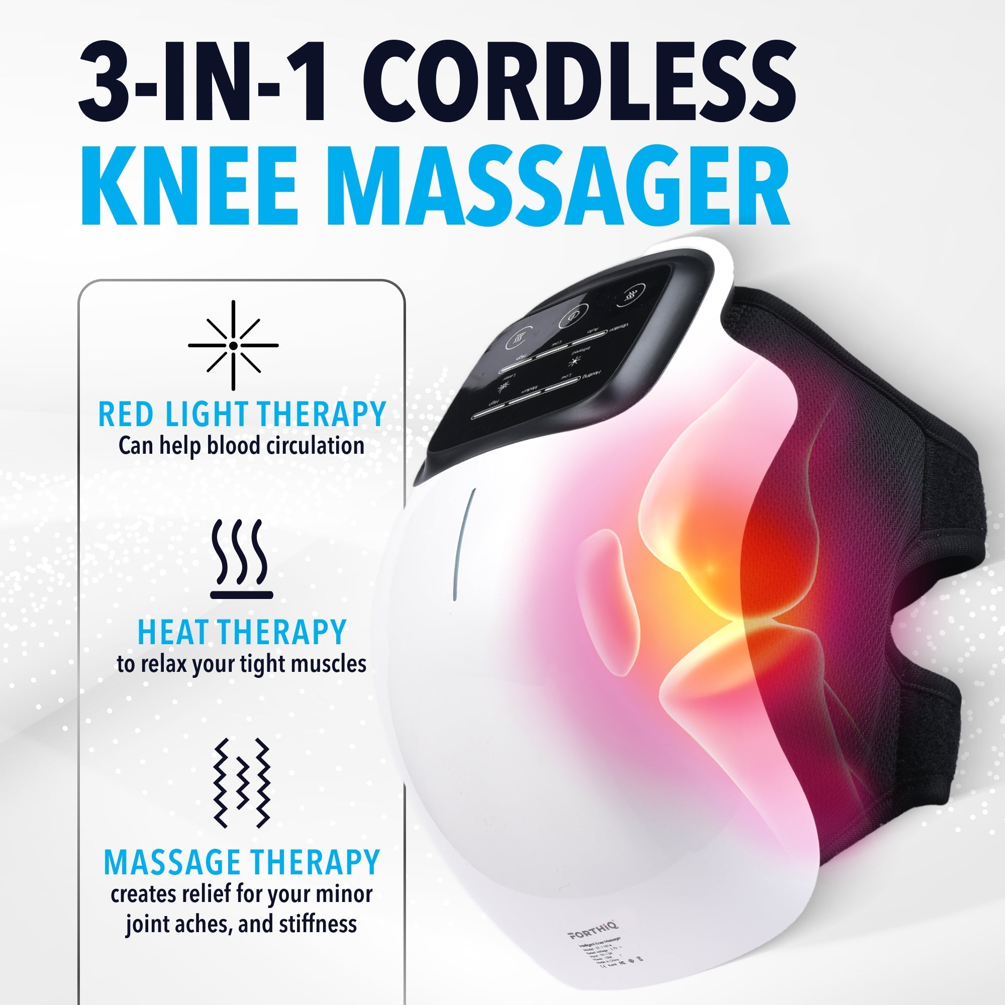 3-in-1 cordless FORTHiQ Knee Massager Smart with heat and compression
