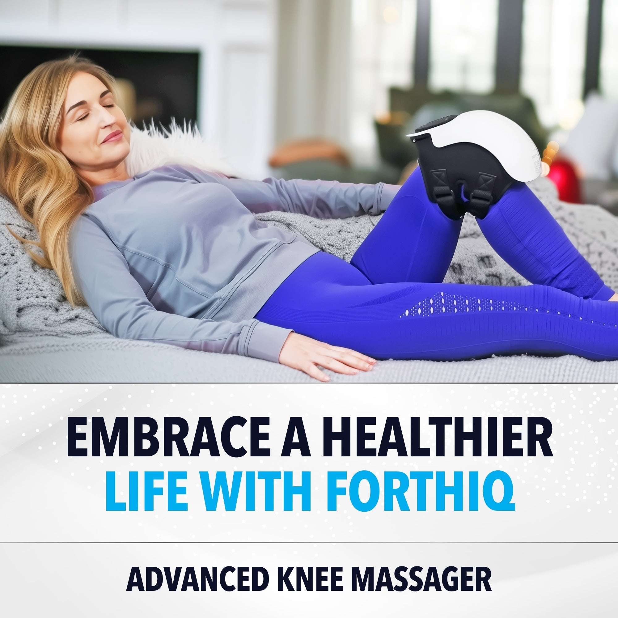 Person relaxing while using FORTHiQ Knee Massager Smart at home