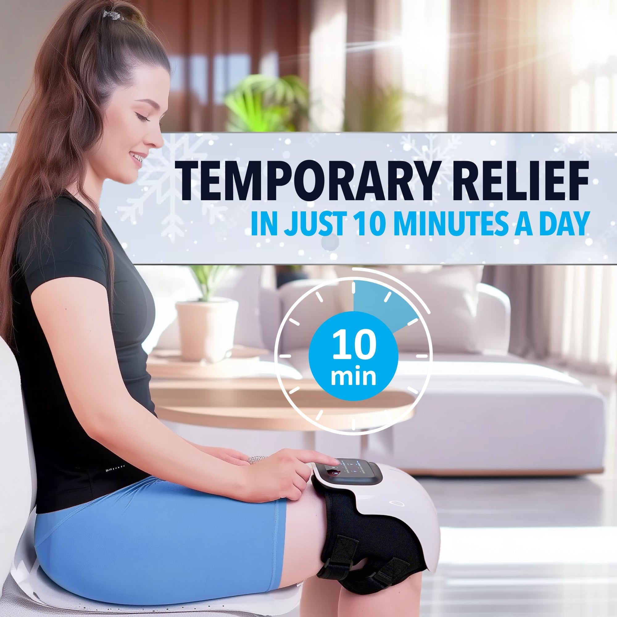 Woman applying FORTHiQ Knee Massager Smart during workout recovery