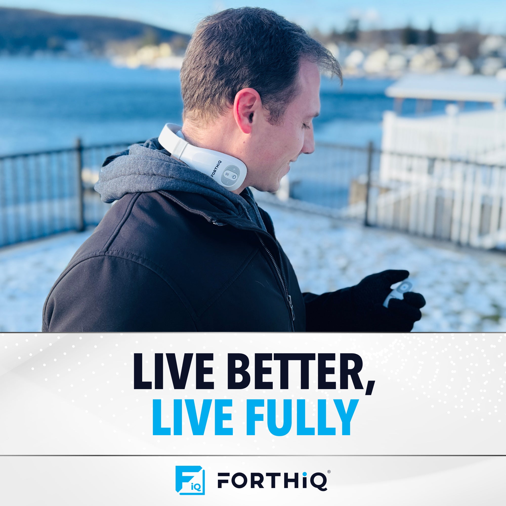 FORTHiQ TENS neck massager in use for muscle relaxation